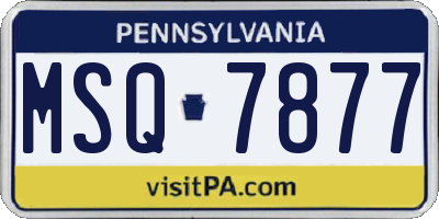 PA license plate MSQ7877