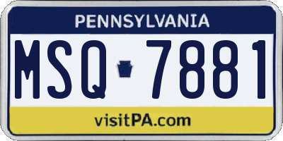 PA license plate MSQ7881