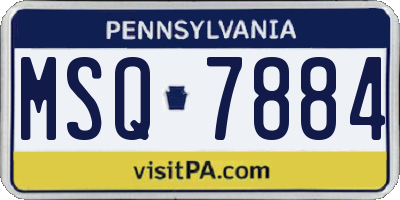 PA license plate MSQ7884