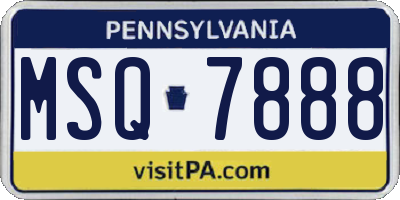 PA license plate MSQ7888