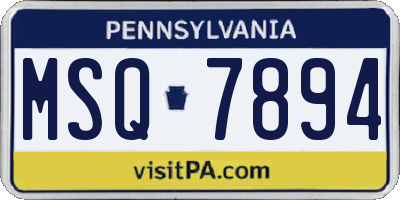 PA license plate MSQ7894