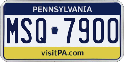 PA license plate MSQ7900