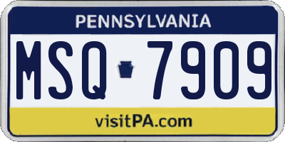 PA license plate MSQ7909