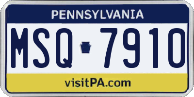 PA license plate MSQ7910