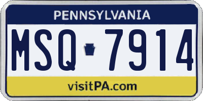 PA license plate MSQ7914