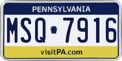PA license plate MSQ7916