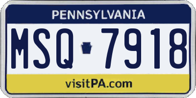 PA license plate MSQ7918