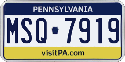 PA license plate MSQ7919