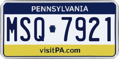 PA license plate MSQ7921