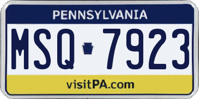 PA license plate MSQ7923