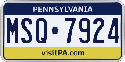 PA license plate MSQ7924