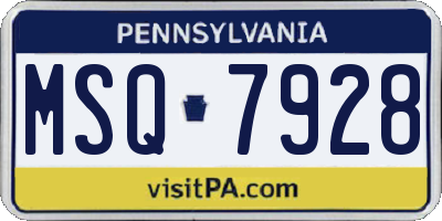 PA license plate MSQ7928