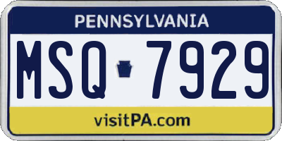 PA license plate MSQ7929