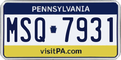 PA license plate MSQ7931