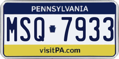 PA license plate MSQ7933