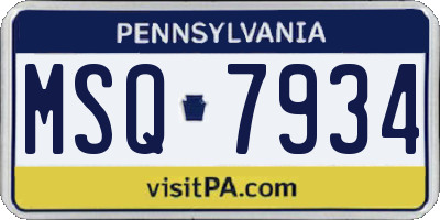 PA license plate MSQ7934