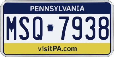 PA license plate MSQ7938