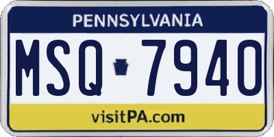 PA license plate MSQ7940