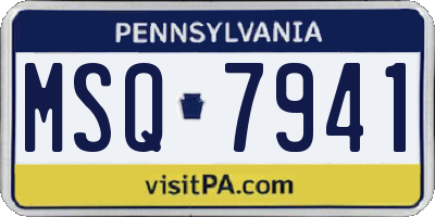 PA license plate MSQ7941