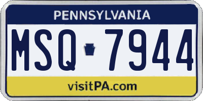 PA license plate MSQ7944