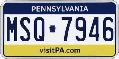PA license plate MSQ7946