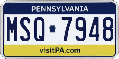 PA license plate MSQ7948