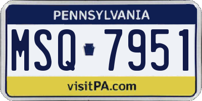 PA license plate MSQ7951