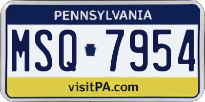 PA license plate MSQ7954