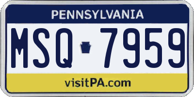 PA license plate MSQ7959