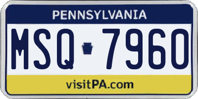 PA license plate MSQ7960