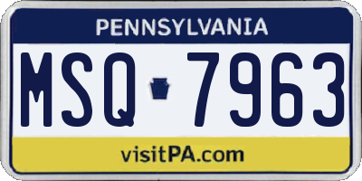 PA license plate MSQ7963