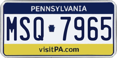 PA license plate MSQ7965