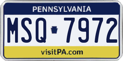 PA license plate MSQ7972