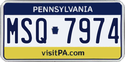 PA license plate MSQ7974
