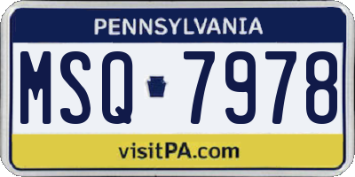 PA license plate MSQ7978