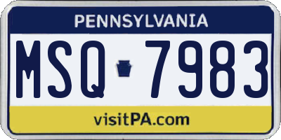 PA license plate MSQ7983
