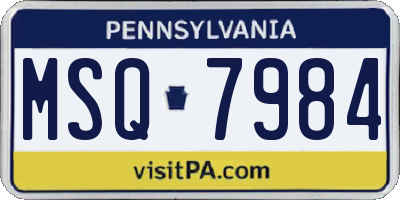PA license plate MSQ7984