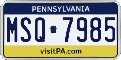 PA license plate MSQ7985