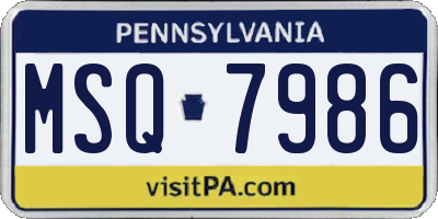 PA license plate MSQ7986