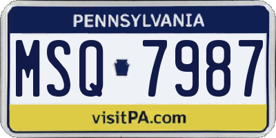 PA license plate MSQ7987