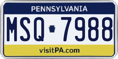 PA license plate MSQ7988