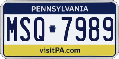 PA license plate MSQ7989