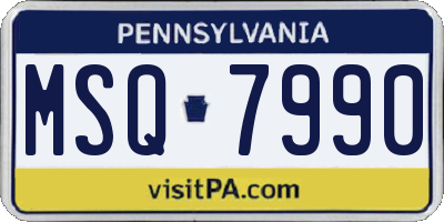 PA license plate MSQ7990