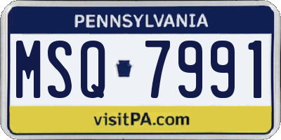PA license plate MSQ7991