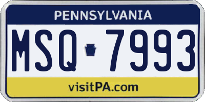 PA license plate MSQ7993