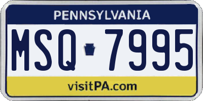PA license plate MSQ7995