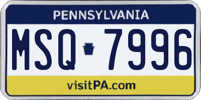 PA license plate MSQ7996