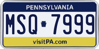 PA license plate MSQ7999