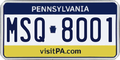 PA license plate MSQ8001