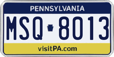 PA license plate MSQ8013